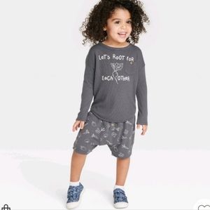 🆕️Toddlers 'Lets root for each other' waffled knit 2pc set grayson co